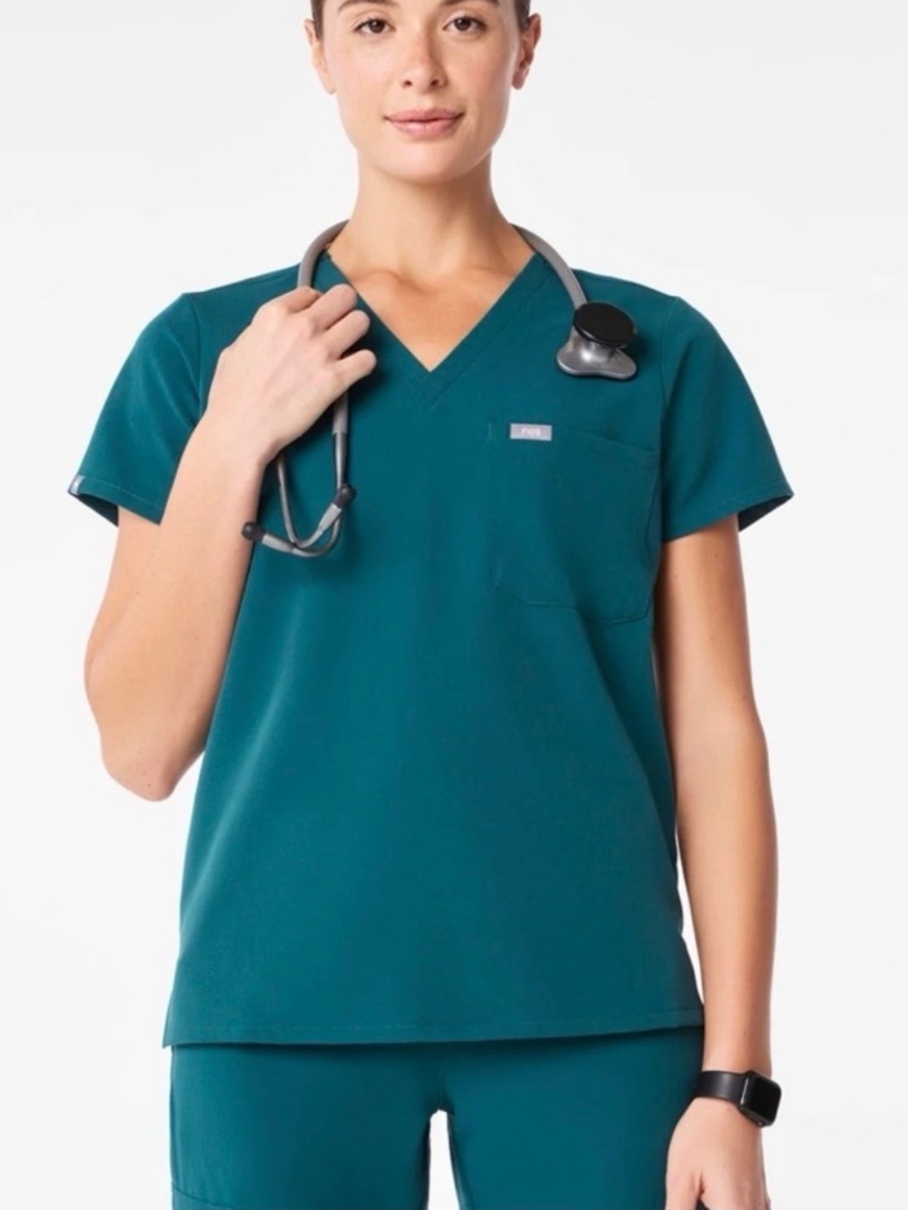 Figs Women’s Caribbean Blue V-Neck Scrub Top